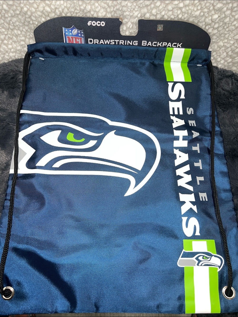 FOCO Seattle Seahawks Big Logo Drawstring Backpack. NWT
